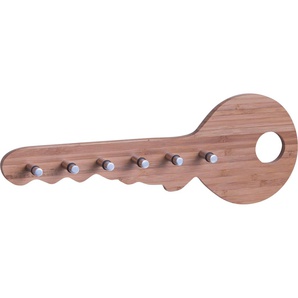 Schlüsselbrett ZELLER PRESENT Bamboo Hakenleisten Gr. B/H/T: 35 cm x 12,5 cm x 4 cm, beige (natur) Schlüsselaufbewahrung