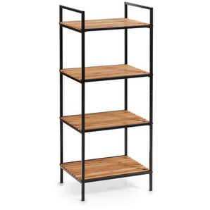 Zeller Present Standregal, Natur, Schwarz, Holz, Metall, Bambus, 39x33x95 cm, Wohnzimmer, Regale, Bücherregale