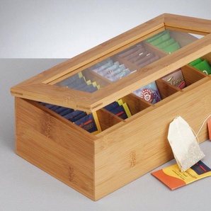 Teebox ZELLER PRESENT Lebensmittelaufbewahrungsbehälter Gr. B/H/L: 20 cm x 9 cm x 33,5 cm, beige (natur) Kaffeedosen, Teedosen Keksdosen