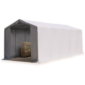 Zelthalle 4x10m Lagerzelt Industriezelt 3m Seitenhöhe pvc Plane 850 n grau 100% wasserdicht Ganzjahreszelt mit Reißverschlusstor