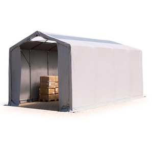 Zelthalle 4x8m Lagerzelt Industriezelt 3m Seitenhöhe pvc Plane 850 n mit Oberlicht grau 100% wasserdicht mit Reißverschlusstor