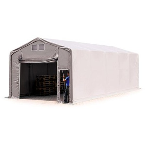 Zelthalle 6x10m Lagerzelt Industriezelt 3m Seitenhöhe pvc Plane 850 n grau 100% wasserdicht Ganzjahreszelt mit Hochziehtor