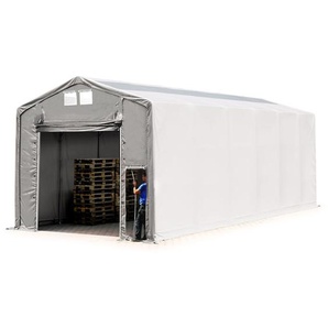 Zelthalle 6x12m Lagerzelt Industriezelt 3,6m Seitenhöhe pvc Plane 850 n mit Oberlicht grau 100% wasserdicht mit Hochziehtor