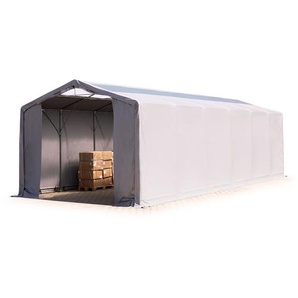 Zelthalle 6x12m Lagerzelt Industriezelt 3m Seitenhöhe pvc Plane 850 n mit Oberlicht grau 100% wasserdicht mit Reißverschlusstor