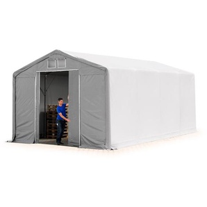 Zelthalle 6x8m Lagerzelt Industriezelt 3m Seitenhöhe pvc Plane 850 n grau 100% wasserdicht Ganzjahreszelt mit Schiebetor