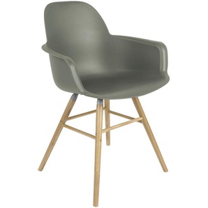 Zuiver Armlehnstuhl , Grün , Holz, Metall, Kunststoff , Esche , massiv , A-Form , 59x81.5x55 cm , abwischbar , Esszimmer, Stühle, Esszimmerstühle, Armlehnenstühle