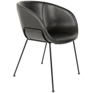 Zuiver Armlehnstuhl , Schwarz , Metall, Textil , 56.5x77x55 cm , Esszimmer, Stühle, Armlehnenstühle