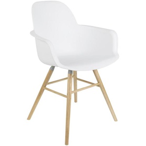 Zuiver Armlehnstuhl , Weiß , Holz, Metall, Kunststoff , Esche , massiv , A-Form , 59x81.5x55 cm , abwischbar , Esszimmer, Stühle, Esszimmerstühle, Armlehnenstühle