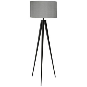 Zuiver Stehleuchte Tripod, Grau, Metall, Textil, 157 cm, Touch-Schalter (on/off), Lampen & Leuchten, Innenbeleuchtung, Stehlampen, Stehlampen