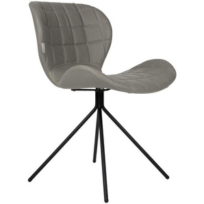 Zuiver Stuhl , Grau , Holz, Metall, Leder , Lederlook , Sperrholz , Füllung: Polyester , Sternfuß , 51x80x56 cm , Esszimmer, Stühle, Esszimmerstühle, Vierfußstühle