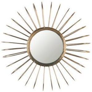 Zuiver Wandspiegel, Gold, Metall, Glas, rund, 50x50x9 cm, Verzierungen, Badezimmer, Badezimmerspiegel, Badspiegel
