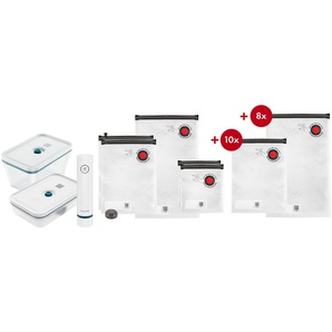 Zwilling Aufbewahrungssystem Fresh&Save Aufbewahrungsbox, Borosilikatglas, Kunststoff, Silikon, (Set, 21-tlg), Borosilikatglas,Kunststoff, Silikon, (Set, 21tlg), (Vakuum Starterset)