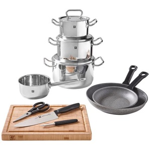 Zwilling Kochtopfset  Exclusiv, Edelstahl, Holz, Metall, 10-teilig, 16 cm,20 cm,16 cm, Kochen, Töpfe, Topfsets