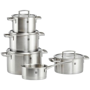 Zwilling Kochtopfset Vitality, Edelstahl, Metall, 5-teilig, 16 cm,20 cm,16 cm, 2 L,3,5 L,6 L,3 L,1,5 L, Messskala, breiter Schüttrand,