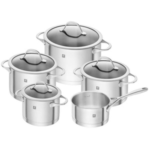 Zwilling Kochtopfset Essence, Metall, 5-teilig, 16 cm,20 cm,16 cm, 2 L,3.5 L,6 L,3 L, Messskala, backofengeeignet, hitzebeständige Griffe, Griffe
