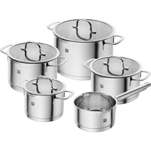 Zwilling Kochtopfset Trueflow, Edelstahl, Metall, 9-teilig, 16 cm,20 cm,16 cm, 2 L,3.5 L,6 L,3 L,1.5 L, Messskala, backofengeeignet, Abgießfunktion, Kochen, Töpfe, Topfsets