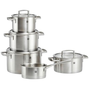 Zwilling Kochtopfset Vitality, Edelstahl, Metall, 5-teilig, 16 cm,20 cm,16 cm, 2 L,3,5 L,6 L,3 L,1,5 L, Messskala, breiter Schüttrand,