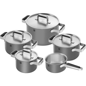 Zwilling Kochtopfset Zwilling Pure, Grau, 5-teilig, 16 cm,20 cm,16 cm, rund, backofengeeignet, Kochen, Töpfe, Topfsets