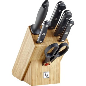 Zwilling Messerblock Zwilling® Gourmet, Braun, Schwarz, Silber, Holz, Metall, Kunststoff, 7-teilig, Bambus, Kochen, Küchenmesser, Messersets